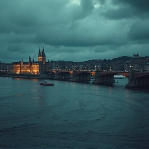 Außenaufnahme einer Szene der TV-Serie 'Soko Donau' mit der Donau im Vordergrund.