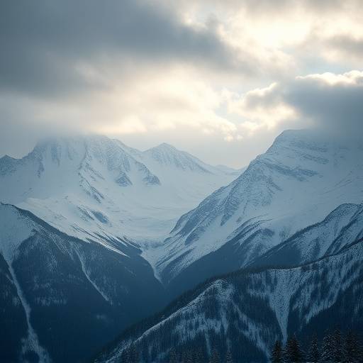 Szene aus dem Film 'Bergkristall' mit schneebedeckten Bergen im Hintergrund.